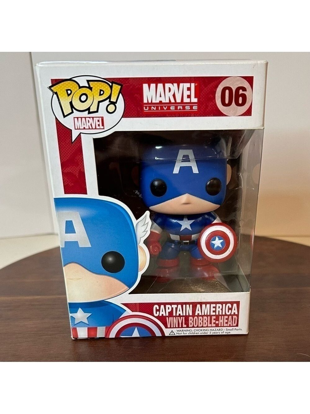 Funko Pop! Marvel #06 Captain America Vinyl Bobble-Head Boxed Collectible BNIB